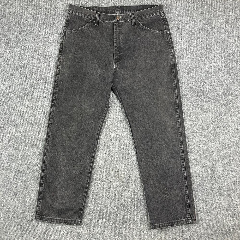 Rustler Light Wash Jeans Mens Size‎ 38x30 Straight Fit Distressed Hem Classic